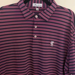 Peter Millar (XL) self collar Navy with pink stripes